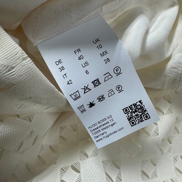 Hugo Boss NWT Tisaly Wide Leg Pants Soft Cream Size 6 Textured Flat Front Airy - Picture 9 of 10